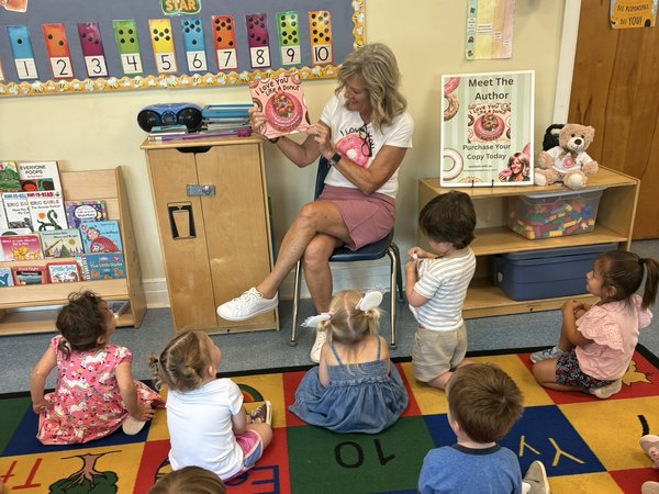 Children gathered for a child care center storytime